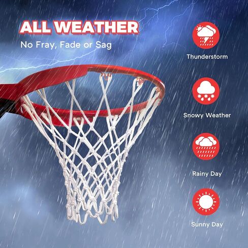 Basketball Net (6.9 oz), Professional 12 Loops Basketball Net Replacement, Heavy Duty Basketball Hoop Net Outdoor, Premium Basketball Nets for All Weather Anti Whip, Fits All Standard Rims in Saudi Arabia