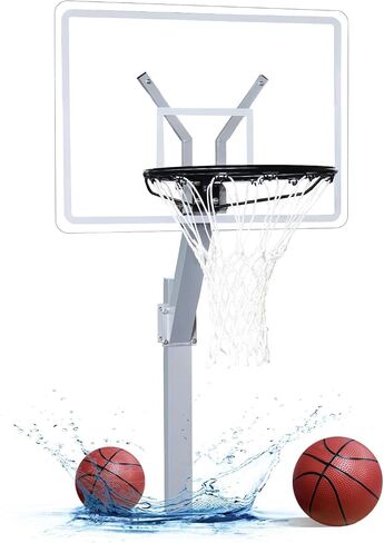 PROGOAL Premium Pool Basketball Hoop – In-Ground Adjustable Rustproof Aluminum Alloy System with Clear Acrylic Backboard & 18" Vinyl-Coated Aluminum Rim in Saudi Arabia