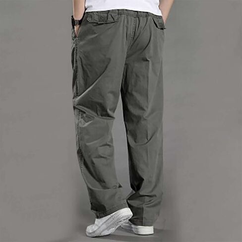 Men's Twill Loose Fit Cotton Pant Casual Elastic Waist Sweatpants Relaxed Full Pull on Cargo Sport Pants in Saudi Arabia