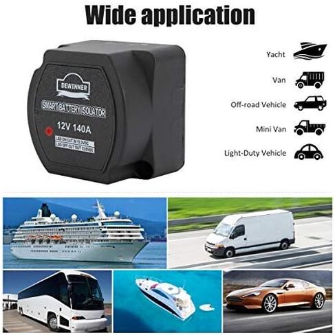 DEWINNER 12V 140Amp Dual Battery Isolator Kit Manual/Auto Modes VSR-Voltage Sensitive Relay Kit, with LED Screen, Voltage Display, Designed for ATV, UTV, Boat, RV, Camper 5 Wheel Off-road Vehicle in Kuwait