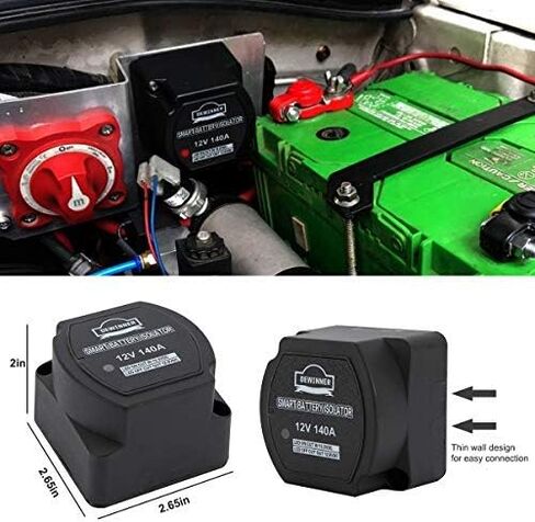 DEWINNER 12V 140Amp Dual Battery Isolator Kit Manual/Auto Modes VSR-Voltage Sensitive Relay Kit, with LED Screen, Voltage Display, Designed for ATV, UTV, Boat, RV, Camper 5 Wheel Off-road Vehicle in Kuwait