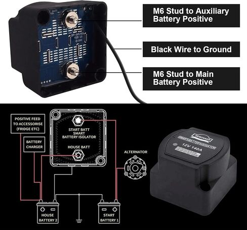DEWINNER 12V 140Amp Dual Battery Isolator Kit Manual/Auto Modes VSR-Voltage Sensitive Relay Kit, with LED Screen, Voltage Display, Designed for ATV, UTV, Boat, RV, Camper 5 Wheel Off-road Vehicle in Kuwait