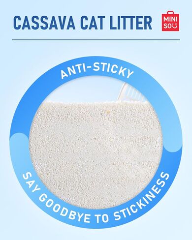 MINISO Clumping Cat Litter, Tofu+Bentonite+Cassava, Odor Control, Rapid Clumping, Water Absorbent and Toilet Flushable, Multi-Cat, Original Style, 15.8lb (2 Pack of 7.9lb Bags) in Kuwait