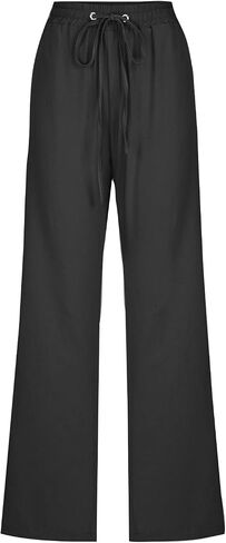 Women's Linen Pant Drawstrings Straight Leg High Waist Trousers Summer Casual Lightweight Breathable Long Pants in Saudi Arabia