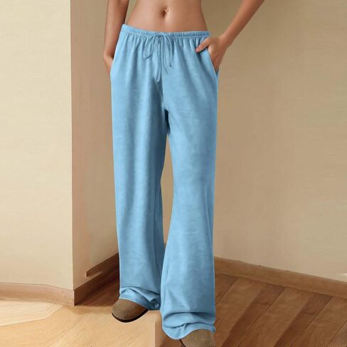Women's Wide Leg Sweatpants Causal Drawstring High Waist Joggers Baggy Straight Pants Workout Lounge Yoga Trousers in Saudi Arabia