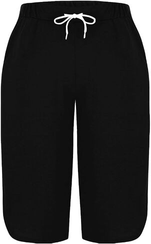 Women's Long Shorts with Pockets Knee Length Hiking Capris Lightweight Drawstring Waist Bermuda Short Pants in Saudi Arabia