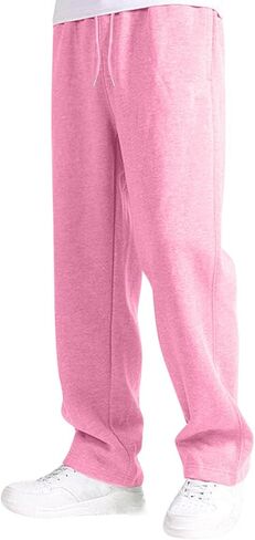 Boys' Open Bottom Sweatpants Baggy Elastic Waist Straight Leg Joggers Pants Kids Trendy Preppy Clothes with Pockets in Kuwait