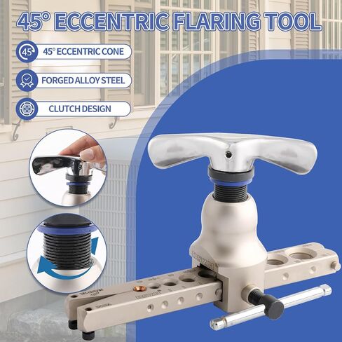 Flaring Tool Kit for 1/4-3/4 inch HVAC Copper Flare Tool with Metric and Imperial Clamps 45 Degree Eccentric Tube Flaring Gauge Flaring Tool Set for Copper Aluminum Pipe with Deburring Tool in Saudi Arabia
