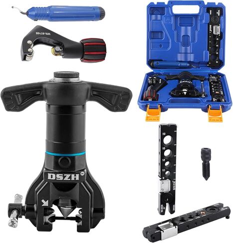 Flaring Tool Kit for 1/4-3/4 inch HVAC Copper Flare Tool with Metric and Imperial Clamps 45 Degree Eccentric Tube Flaring Gauge Flaring Tool Set for Copper Aluminum Pipe with Deburring Tool in Saudi Arabia