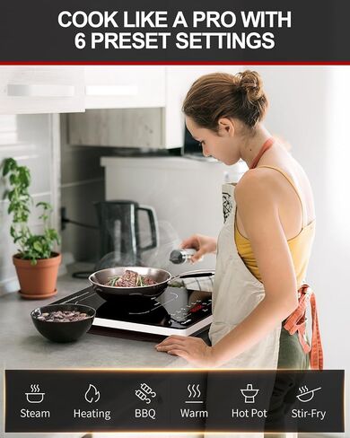 Portable Induction Cooktop, 1800W Hot Plate Countertop Burner with 8 Temp Levels, Timer, Auto-Shut-Off, Touch Panel, LED Display, Auto Pot Detection, Child Safety Lock in Saudi Arabia