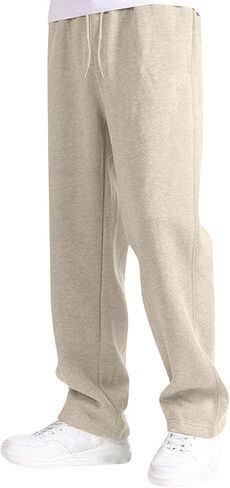 Boys' Open Bottom Sweatpants Baggy Elastic Waist Straight Leg Joggers Pants Kids Trendy Preppy Clothes with Pockets in Kuwait