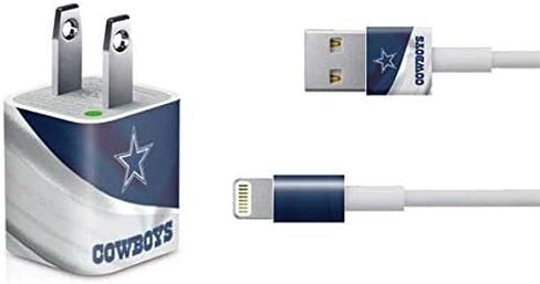 Skinit Decal بشرة أخرى متوافقة مع شاحن iPhone (5W USB) - تصميم NFL Dallas Cowboys مرخص رسميًا in Kuwait