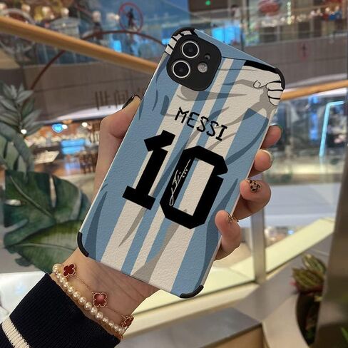 MESSl Jersey Phone Case Creative Soccer Case for iPhone 7/8 / SE2020 Thin Soft Imitation Leather Shockproof in Saudi Arabia
