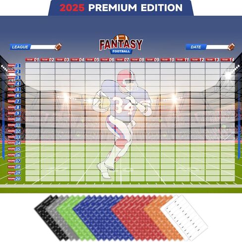 Fantasy Football Draft Board for The 2025-2026 Season Kit, 5 Feet x 3.3 Feet Board – Premium Color Edition in Saudi Arabia