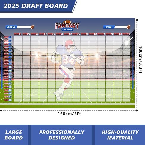 Fantasy Football Draft Board for The 2025-2026 Season Kit, 5 Feet x 3.3 Feet Board – Premium Color Edition in Saudi Arabia