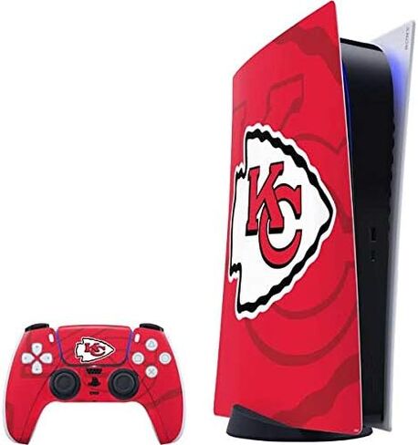 Skinit Decal Gaming Skin Compatible with PS5 Digital Edition Bundle - Officially Licensed NFL Kansas City Chiefs Double Vision Design in Kuwait