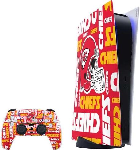 Skinit Decal Gaming Skin Compatible with PS5 Digital Edition Bundle - Officially Licensed NFL Kansas City Chiefs Double Vision Design in Kuwait