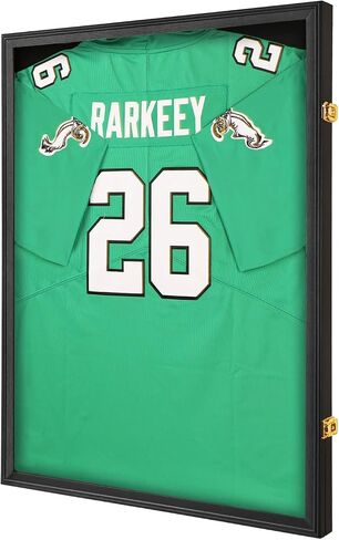 Jersey Frame Display Case for Wall ,Large Lockable T-Shirt Shadow Box with Clear UV Protection Acrylic & Hangers for Football Basketball Baseball Soccer Hockey, Matte Black 1 Pack in Saudi Arabia