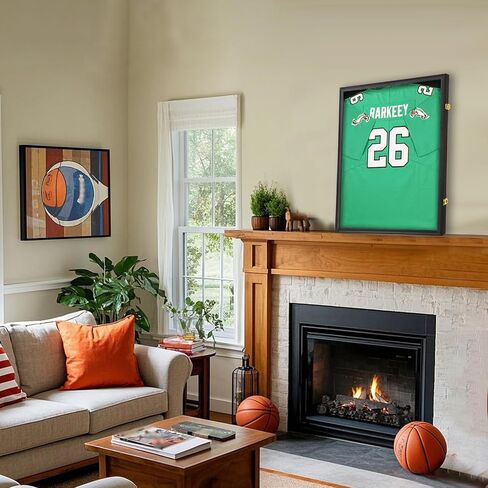 Jersey Frame Display Case for Wall ,Large Lockable T-Shirt Shadow Box with Clear UV Protection Acrylic & Hangers for Football Basketball Baseball Soccer Hockey, Matte Black 1 Pack in Saudi Arabia