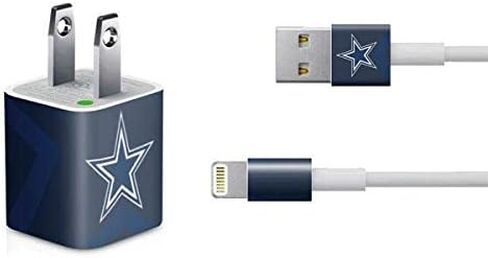 Skinit Decal بشرة أخرى متوافقة مع شاحن iPhone (5W USB) - تصميم NFL Dallas Cowboys مرخص رسميًا in Kuwait