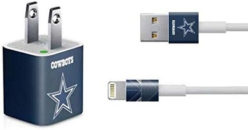 Skinit Decal بشرة أخرى متوافقة مع شاحن iPhone (5W USB) - تصميم NFL Dallas Cowboys مرخص رسميًا in Kuwait