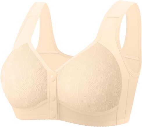 Daisy Lace Bras for Women Front Closure No Underwire Comfort Senior Wireless Snap Closing Bra in Saudi Arabia
