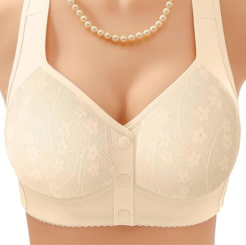 Daisy Lace Bras for Women Front Closure No Underwire Comfort Senior Wireless Snap Closing Bra in Saudi Arabia