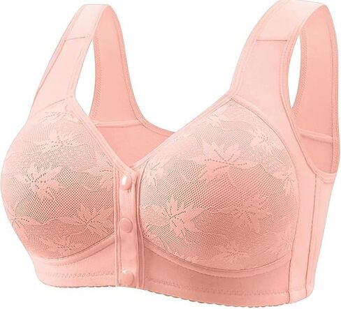Daisy Lace Bras for Women Front Closure No Underwire Comfort Senior Wireless Snap Closing Bra in Saudi Arabia