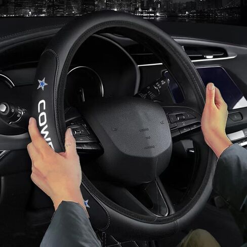 Sports Leather Steering Wheel Cover for Sports Fans Car Accessories, Universal Size fit for 14-15 Inch All Vehicle Steering Wheel Cover (E) in Kuwait