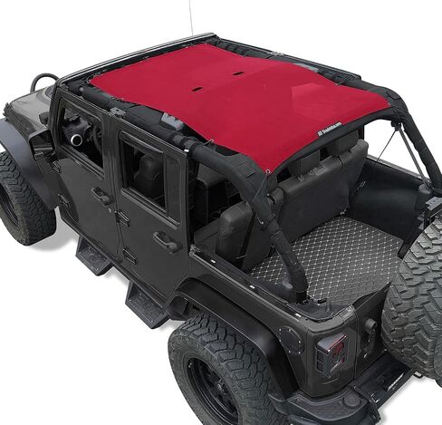 Shadeidea JK Sun Shade Top Top Top مع Jeep Wrangler Jku Top Sunshade Soft Mesh Roof (2007-2018) -ضوضاء الرياح UV ضمان -10 سنة -4 باب -4 باب -سليم -وخلفي وخلفي (2 أجهزة كمبيوتر) in Kuwait