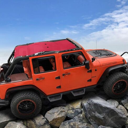 Shadeidea JK Sun Shade Top Top Top مع Jeep Wrangler Jku Top Sunshade Soft Mesh Roof (2007-2018) -ضوضاء الرياح UV ضمان -10 سنة -4 باب -4 باب -سليم -وخلفي وخلفي (2 أجهزة كمبيوتر) in Kuwait