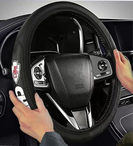 Sports Leather Steering Wheel Cover for Sports Fans Car Accessories, Universal Size fit for 14-15 Inch All Vehicle Steering Wheel Cover (E) in Kuwait