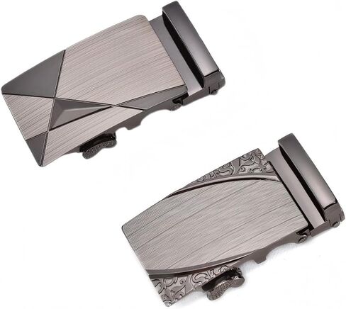 Alloy Solid Buckle 2pcs Automatic Leather Belt Buckle Mens Replacement Ratchet Belt 35MM, Black, Medium in Saudi Arabia