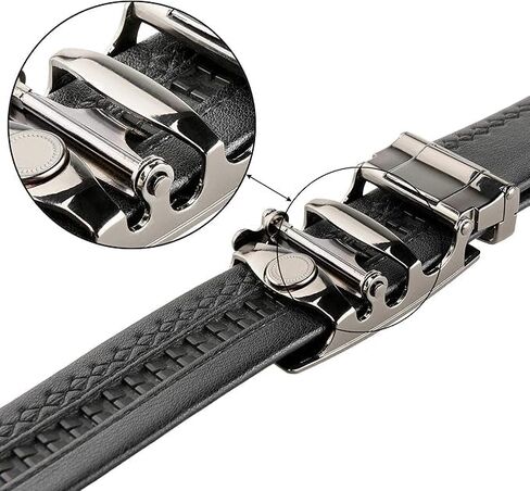 Alloy Solid Buckle 2pcs Automatic Leather Belt Buckle Mens Replacement Ratchet Belt 35MM, Black, Medium in Saudi Arabia