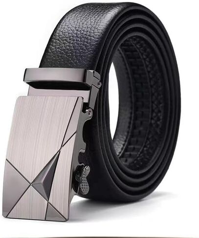 Alloy Solid Buckle 2pcs Automatic Leather Belt Buckle Mens Replacement Ratchet Belt 35MM, Black, Medium in Saudi Arabia