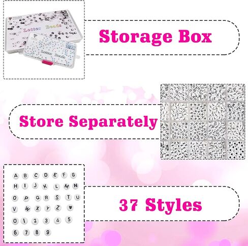 TOAOB 1940PCS Letter Beads 4x7mm Acrylic Round alphabet حبات للأساور الفضية حبات القلب مع سلسلة لصنع المجوهرات Make Friends in Kuwait
