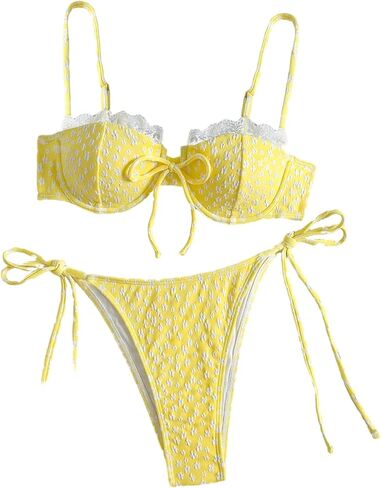 Shenhe Women Intelfore Swimsuit 2 قطعة دانتيل زهرة in Kuwait