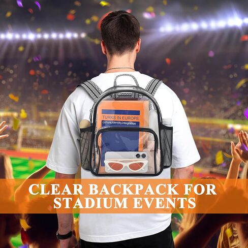 Layflat Clear Bag for Stadium Events 12x12x6 Small Clear Backpack Stadium معتمدة لحضور الأحداث الرياضية للحفلات الموسيقية. in Kuwait