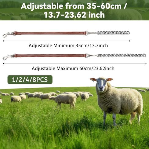 خاطئ 4 PCS GOAT SHOW TWALAR IRONALAL CARNAY سلسلة الرسن 14 '' '-24' 'long for sheep horse dog cow calf farm supplies supplies gift animal lovers (14' '، brown) in Saudi Arabia