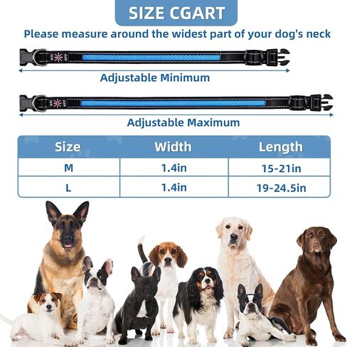 LED Light Up Dog Collar: Rechargeable Waterproof Safety Collars for Dogs During Night Walking - Glow in The Dark Lights for Pet Flashing Gear - Best Glowing Neon Lighted USB Accessories at Nite Time in Saudi Arabia