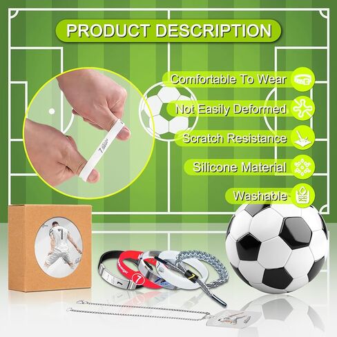 6pcs C.R No.7 Soccer Sports Bracelets Set Set ، Number.7 Titanium Steel Stelectible Wristband ، No.7 Soccer Star Necklace ، Number. in Saudi Arabia