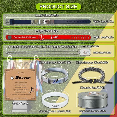 6pcs C.R No.7 Soccer Sports Bracelets Set Set ، Number.7 Titanium Steel Stelectible Wristband ، No.7 Soccer Star Necklace ، Number. in Saudi Arabia
