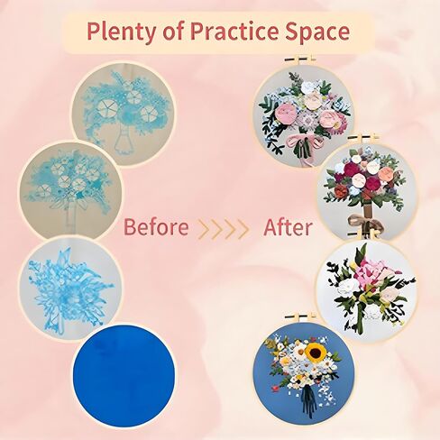 QOWMMYID 4 PCS الزهور مجموعات التطريز للبالغين ، يدوي DIY Cross Stitch KITS KITS METS للمبتدئين تعليمات التشغيل سهلة المتابعة مع خيوط الطوق وأنماط الزهور (4pcs) in Kuwait