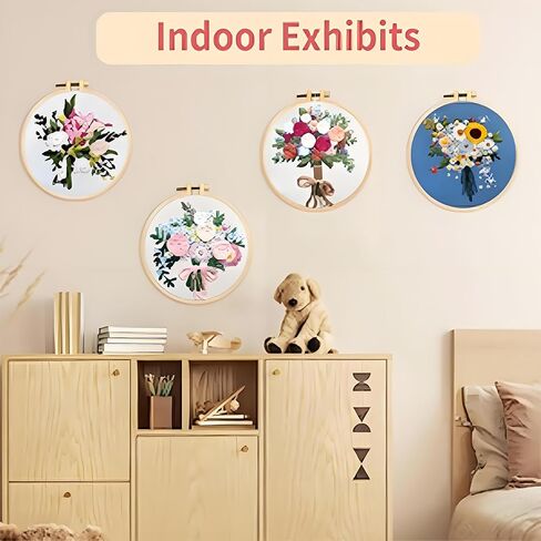 QOWMMYID 4 PCS الزهور مجموعات التطريز للبالغين ، يدوي DIY Cross Stitch KITS KITS METS للمبتدئين تعليمات التشغيل سهلة المتابعة مع خيوط الطوق وأنماط الزهور (4pcs) in Kuwait