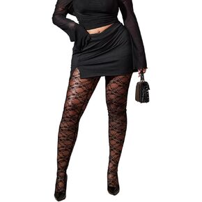 SHENHE Women's Plus Size Patterned Heart Tights Mesh Sheer Stockings High Waist Pantyhose in Kuwait