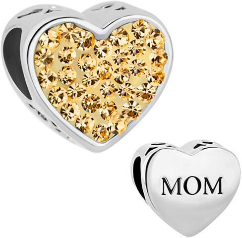 Roy Lopez MOM Love Heart Charm Bead for Bracelet in Saudi Arabia