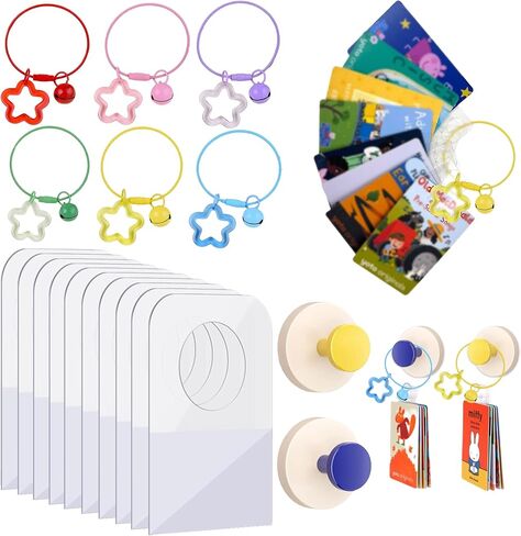 Card Holder for Yoto Player Cards, 100 Pcs Self-Adhesive Hang Tabs & 6 Pcs Ring Loops & 2 Pcs Wall Hooks for Hanging, Yoto Organizer Accessories for Kids Travel Carrier in Saudi Arabia