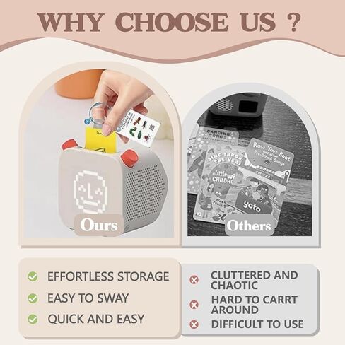Card Holder for Yoto Player Cards, 100 Pcs Self-Adhesive Hang Tabs & 6 Pcs Ring Loops & 2 Pcs Wall Hooks for Hanging, Yoto Organizer Accessories for Kids Travel Carrier in Saudi Arabia