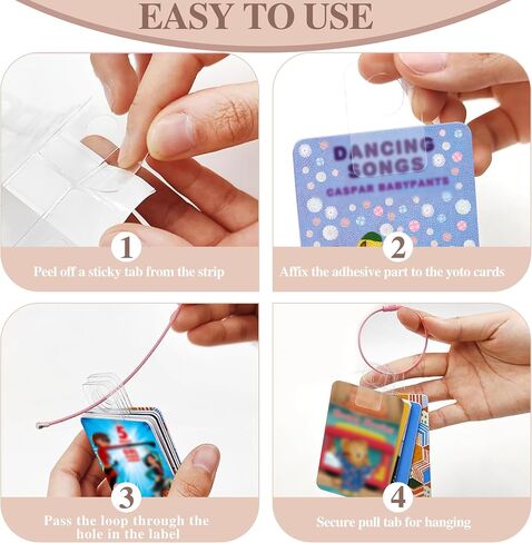 Card Holder for Yoto Player Cards, 100 Pcs Self-Adhesive Hang Tabs & 6 Pcs Ring Loops & 2 Pcs Wall Hooks for Hanging, Yoto Organizer Accessories for Kids Travel Carrier in Saudi Arabia