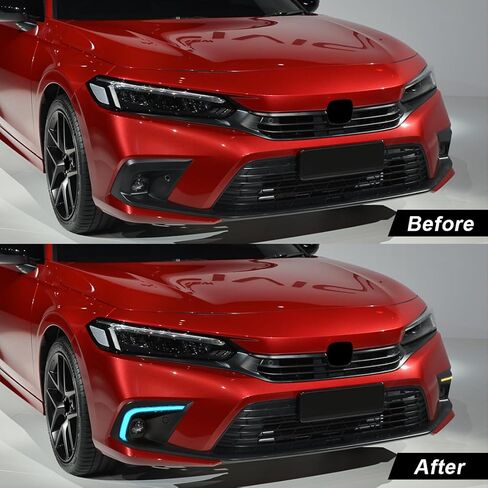 Daytime Running Lights For Honda Civic 2021 2022 2023 Fog Light Tri-Colors DRL With White LED Lamp Blub LA-Style Front Fog Light with Bezel in Saudi Arabia